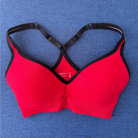 Jockey Women’s Activewear Mid Impact Molded Cup Seamless Sports Bra, Red - Picture 1 of 2